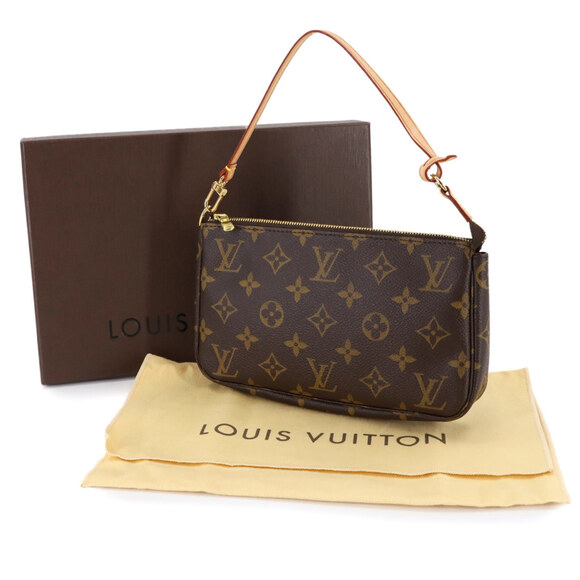 Louis Vuitton Monogram Pochette Accessoires Handbag M51980 Brown with Gold Ha... - Picture 2 of 9